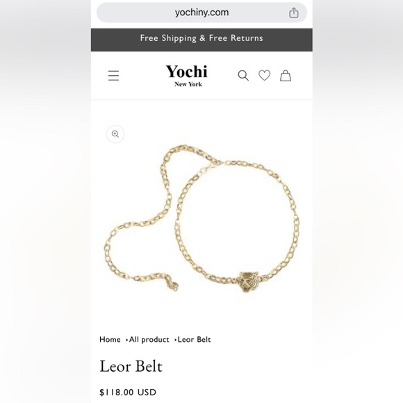 Yochi $118 Tiger Head Chain Belt NWT *price firm* - Picture 4 of 4